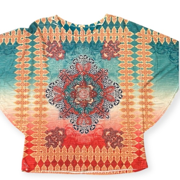 Reba Rhinestone Embellished Batwing Sleeve Top Size Large - Picture 3 of 11